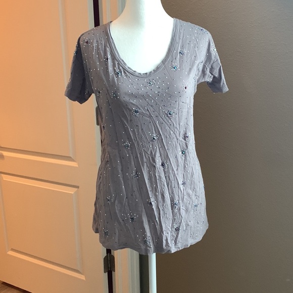 J. Crew Tops - JCrew Gray Sequin Scoopneck Tee Size Small